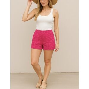 White Fox Pink MUST HAVE TERRY booty shorts with jacquard print NWT